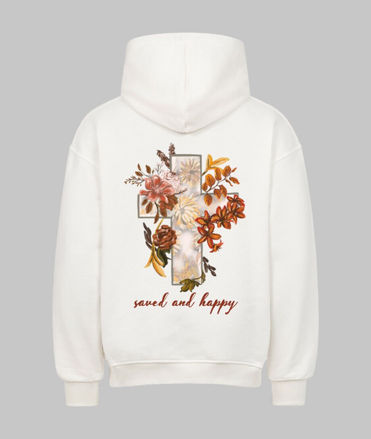 Saved and Happy Backprint - Oversized Hoodie